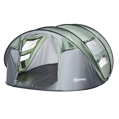 4251774906265 - Campingzelt für 4-5 Personen dunkelgrün grau 2635 x 220 x 123 cm (LxBxH) Autozelt Reisezelt Familienzelt Outdoor-Zelt