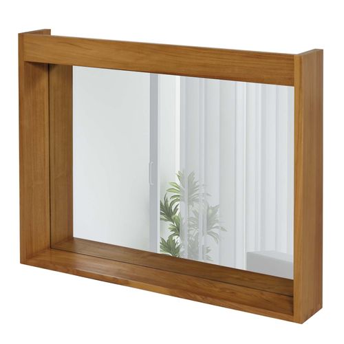 4057651643250 - Teak-Wandspiegel MCW-M75 Badspiegel Holzrahmen hochwertiges B-Grade-Teak (Kernholz 20-30 Jahre) 77x100cm