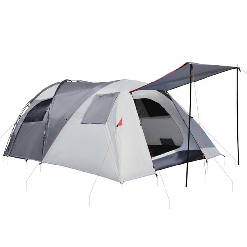 4255633523037 - Campingzelt mit atmungsaktivem Netz und mobiler Matte grau 490L x 250B x 185H cm familienzelt 4-5 mann outdoor-tunnelzelt zwei-raum-campingzelt