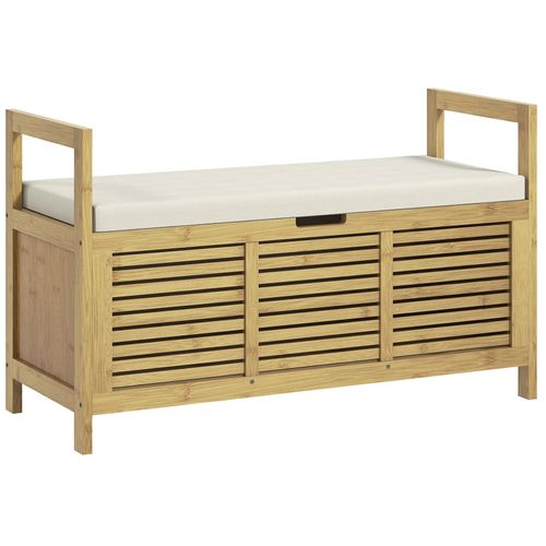 4255633553416 - Schuhbank Sitzbank mit Klappdeckel Garderobenbank Schuhregal Schuhaufbewahrung für Diele Flur Bambus Natur 100 x 40 x 60 cm - Homcom 4255633553416 - Schuhbank Sitzbank mit Klappdeckel Garderobenbank Schuhregal Schuhaufbewahrung für Diele Flur Bambus Natur 100 x 40 x 60 cm - Homcom