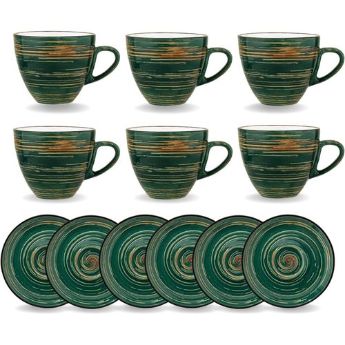 8682455436669 - SPIRAL Tassen mit Untertassen 190 ml 6er-Set Porzellan Modernes Design