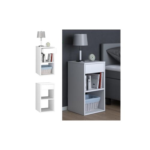 4251421981461 - Nachttisch Beistelltisch Nachtschrank Dany weiß Nachtkommode für Faltbox