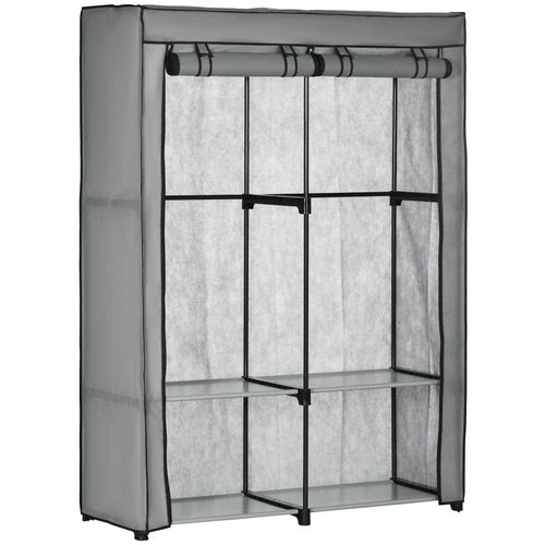 4255633535955 - Kleiderschrank Stoffschrank mit Kleiderstangen Faltschrank mit 4 Fächern Reißverschluss Faltbare Garderobe für Schlafzimmer Flur 4255633535955 - Kleiderschrank Stoffschrank mit Kleiderstangen Faltschrank mit 4 Fächern Reißverschluss Faltbare Garderobe für Schlafzimmer Flur