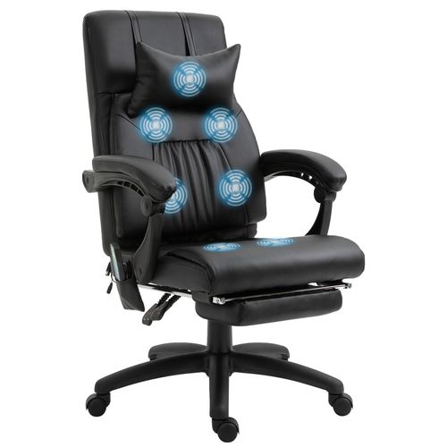 4251774913614 - Bürostuhl Massagesessel zeitgenössisches Design nüchtern und elegant Schwarz 68 x 79 x 104-112 cm (BxTxH) Massagesessel Chefsessel Drehstuhl Bürosessel