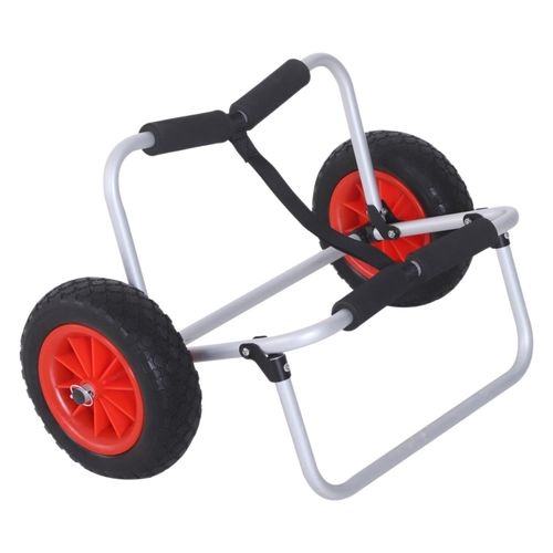 4250871269242 - Kanuwagen gepolstert silber schwarz rot 70 x 40 x 42 cm (LxBxH) Surfwagen Kajakwagen Transportwagen klappbar