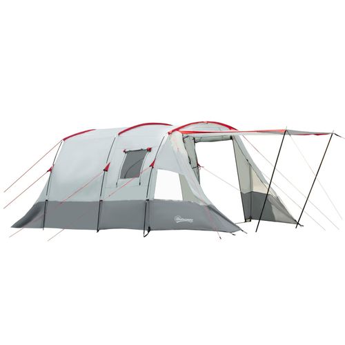 4255633523945 - Campingzelt mit Erdspieße Spannseile und Tragetasche grau 510L x 240B x 180H cm tunnelzelt campingzelt familienzel gruppenzelt mit 3 türen 4255633523945 - Campingzelt mit Erdspieße Spannseile und Tragetasche grau 510L x 240B x 180H cm tunnelzelt campingzelt familienzel gruppenzelt mit 3 türen