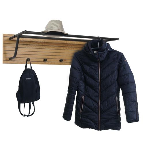 4057651710723 - Wandgarderobe MCW-N78 2 Kleiderstangen 4 Haken skandinavischer Stil Metall Holz Melamin MVG 20x80x27cm ~ natur 4057651710723 - Wandgarderobe MCW-N78 2 Kleiderstangen 4 Haken skandinavischer Stil Metall Holz Melamin MVG 20x80x27cm ~ natur