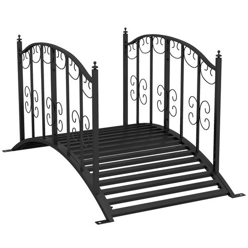 4255633552150 - Vintage-Stil Metall-Gartenbrücke Dekoration für Garten und Teich 119x67x70 cm Schwarz - Schwarz 4255633552150 - Vintage-Stil Metall-Gartenbrücke Dekoration für Garten und Teich 119x67x70 cm Schwarz - Schwarz