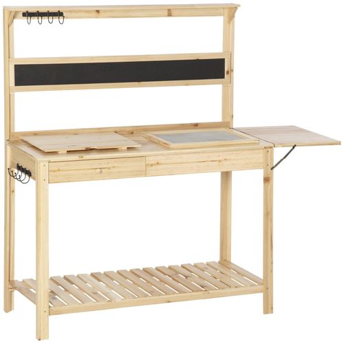 4251774947176 - Pflanztisch Gärtnertisch mit 8 Haken Schublade Ablage Blumentisch aus Holz für Garten Terra 4251774947176 - Pflanztisch Gärtnertisch mit 8 Haken Schublade Ablage Blumentisch aus Holz für Garten Terra