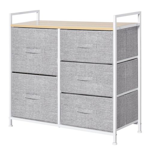 4251774969819 - Stoffkommode mit 5 Stoffschubladen grau 83 x 29 x 77 cm (BxTxH) Schubladenschrank Aufbewahrungsschrank Flurkommode 4251774969819 - Stoffkommode mit 5 Stoffschubladen grau 83 x 29 x 77 cm (BxTxH) Schubladenschrank Aufbewahrungsschrank Flurkommode
