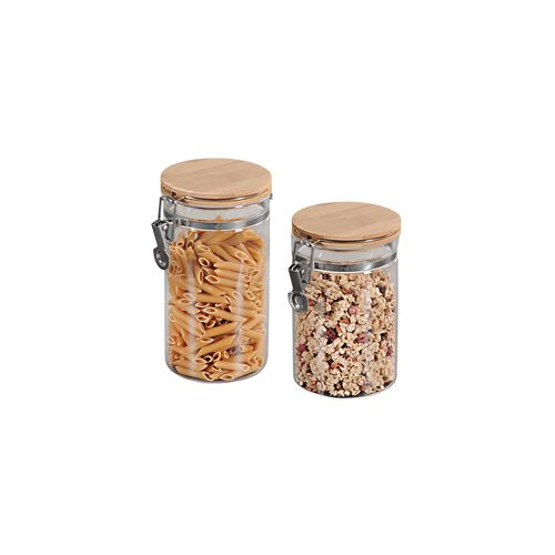 4000270926747 - Vorratsglas KESPER FOR KITCHEN & HOME Lebensmittelaufbewahrungsbehälter braun (holzfarben) Vorratsgläser mit Metallverschluß Set 900 und 1100 ml