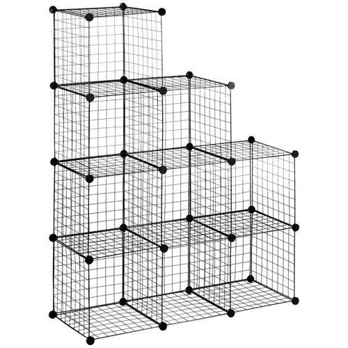 4255633511997 - Regalsystem Steckregal aus Stahldraht diy Würfelregal 9 Fächer Drahtgitter Schuhregal Stufenregal für Wohnzimmer Kinderzimmer Schlafzimmer