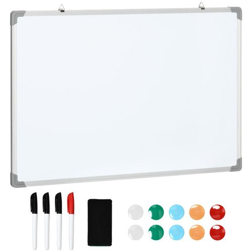 4251774991384 - Whiteboard Magnetisch Magnettafel mit 4 Markern 1 Radiergummi 10 Magnet Staffelei Wandmontage leicht abwischbar 90 x 18 x 60 cm - Weiß - Homcom 4251774991384 - Whiteboard Magnetisch Magnettafel mit 4 Markern 1 Radiergummi 10 Magnet Staffelei Wandmontage leicht abwischbar 90 x 18 x 60 cm - Weiß - Homcom