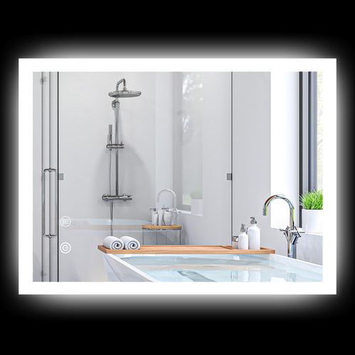 4255633547040 - Kleankin - led Badezimmerspiegel Hintergrundbeleuchtung Touch-Funktion Memory-Funktion kein Beschlagen 70 x 50 cm - Weiß+Silber 4255633547040 - Kleankin - led Badezimmerspiegel Hintergrundbeleuchtung Touch-Funktion Memory-Funktion kein Beschlagen 70 x 50 cm - Weiß+Silber