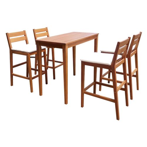 4041908136084 - Bartisch-Set MAINE beige natur Holz 5-teilig 4041908136084 Garden Pleasure