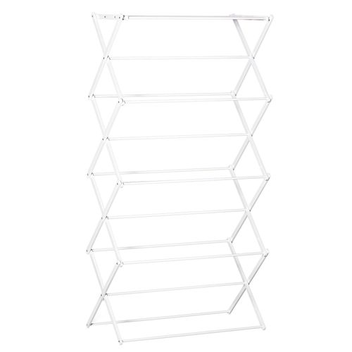 4251774911986 - Wäscheständer mit 8 Ebenen weiß 74 x 35 x 144 cm (LxBxH) Mobiler Wäschetrockner Wäscheturm Seitenflügel