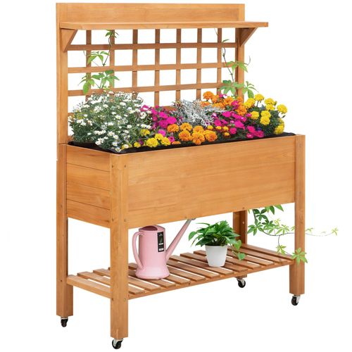 4251774978965 - Gärtnertisch mit Rollen natur 105 x 45 x 135 cm (BxTxH) Pflanztisch Blumentisch Gartentisch Hochbeet 4251774978965 - Gärtnertisch mit Rollen natur 105 x 45 x 135 cm (BxTxH) Pflanztisch Blumentisch Gartentisch Hochbeet