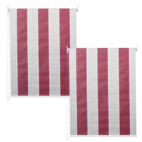 4057651888552 - 2er-Set Rollo MCW-D52 Fensterrollo Seitenzugrollo Jalousie 120x230cm Sonnenschutz blickdicht ~ rot weiß beige