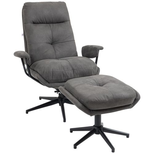 4255633521880 - Relaxsessel mit Hocker grau 78L x 91B x 1035H cm relaxsessel mit hocker fernsehsessel tv-sessel mit liegefunktion