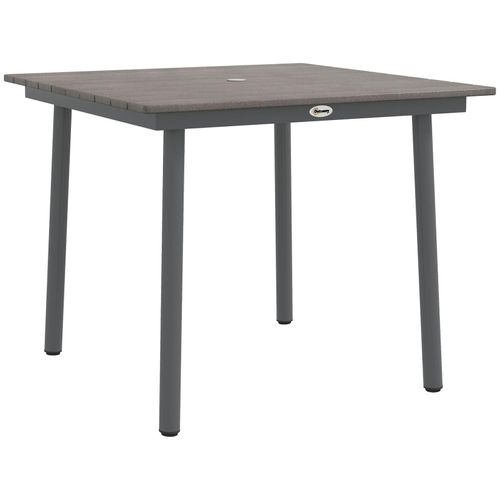 4255633564429 - Gartentisch Esstisch für 4 Personen mit Schirmloch Terrassentisch Lattenrost für Rasen Balkon hdpe Dunkelgrau90 x 90 x 75 cm - Outsunny 4255633564429 - Gartentisch Esstisch für 4 Personen mit Schirmloch Terrassentisch Lattenrost für Rasen Balkon hdpe Dunkelgrau90 x 90 x 75 cm - Outsunny