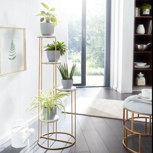 4251757711725 - Blumenständer Echter Marmor Weiß 365x1075x365 cm Pflanzenständer Stehend Gold Blumenhocker Wohnzimmer Freistehend mit 4 Ablagen Pflanzenregal 4251757711725 - Blumenständer Echter Marmor Weiß 365x1075x365 cm Pflanzenständer Stehend Gold Blumenhocker Wohnzimmer Freistehend mit 4 Ablagen Pflanzenregal