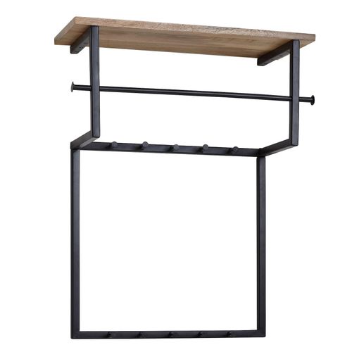 4251757708213 - Design Wandgarderobe Mango Massivholz Metall 60x76x26 cm Hakenleiste mit Ablage und Kleiderstange Flurgarderobe Garderobe Wand Holz - Finebuy 4251757708213 - Design Wandgarderobe Mango Massivholz Metall 60x76x26 cm Hakenleiste mit Ablage und Kleiderstange Flurgarderobe Garderobe Wand Holz - Finebuy