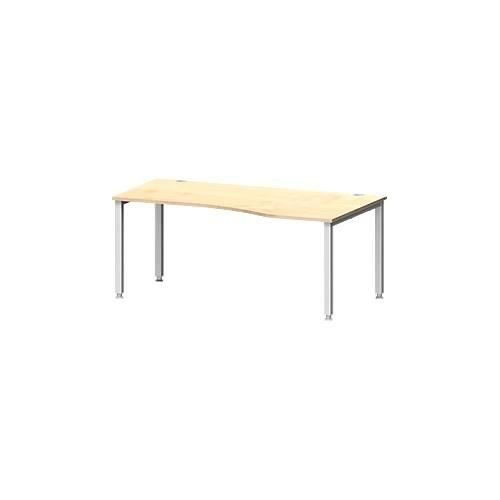 4250510842232 - Schreibtisch MODENA FLEX Freiform Ansatz rechts 4-Fuß Quadratrohr B 1800 x T 1000 800 x H 720-820 mm Ahorn weißaluminium 4250510842232 - Schreibtisch MODENA FLEX Freiform Ansatz rechts 4-Fuß Quadratrohr B 1800 x T 1000 800 x H 720-820 mm Ahorn weißaluminium