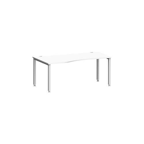 4250510842355 - Schreibtisch MODENA FLEX Freiform Ansatz links 4-Fuß Quadratrohr B 1800 x T 1000 800 x H 720-820 mm weiß weißaluminium