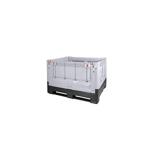4260582170669 - Palettenbox Big Box 670 l B 1200 x T 1000 x H 800 mm geschlossen klappbar silbergrau 3 Kufen
