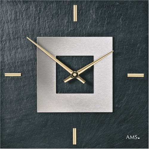 4037445153714 - Wanduhr AMS W9525 silber (schwarz silberfarben) Wanduhren B 30cm Made in GermanySchieferWohnzimmerEsszimmerKücheArbeitszimmer 4037445153714 - Wanduhr AMS W9525 silber (schwarz silberfarben) Wanduhren B 30cm Made in GermanySchieferWohnzimmerEsszimmerKücheArbeitszimmer
