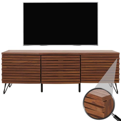 4057651650739 - TV-Rack MCW-M49 Lowboard TV-Schrank 3D-Design Staufächer Massiv-Holz Mango Metall 52x142x44cm ~ Walnuss-Optik 4057651650739 - TV-Rack MCW-M49 Lowboard TV-Schrank 3D-Design Staufächer Massiv-Holz Mango Metall 52x142x44cm ~ Walnuss-Optik
