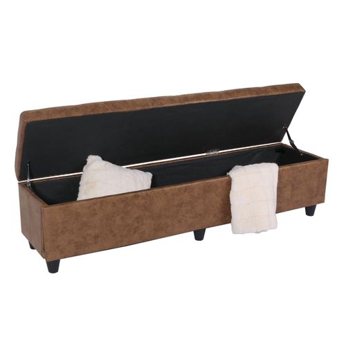 4057651052014 - Aufbewahrungs-Truhe Sitzbank Bank Kriens XXL Stoff Textil 180x45x45cm ~ Wildlederimitat