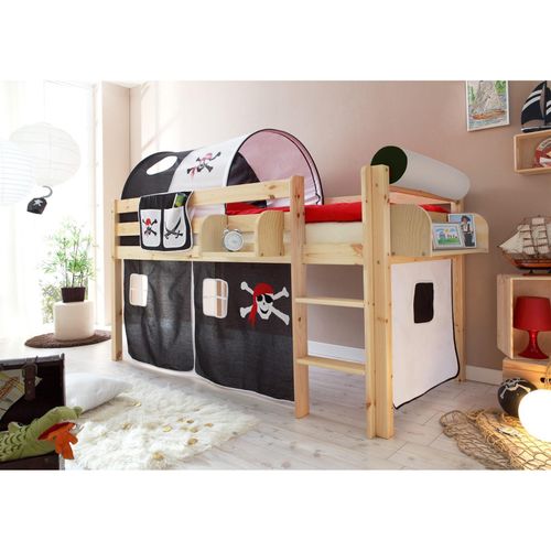 4250393837851 - TiCAA Hochbett Malte Kiefer Natur Motiv Hochbett mit Leiter 90 x 200 cm 4250393837851 - TiCAA Hochbett Malte Kiefer Natur Motiv Hochbett mit Leiter 90 x 200 cm