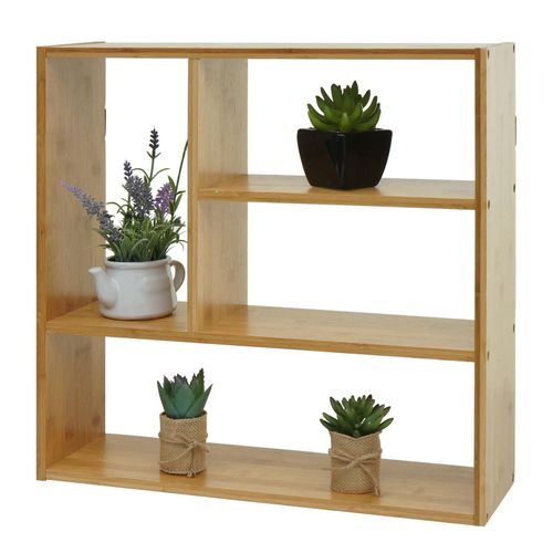 4057651835969 - Wandregal MCW-M22 Hängeregal Schweberegal Regal mit 4 Fächern Bambus MVG-zertifiziert 50x50x15cm