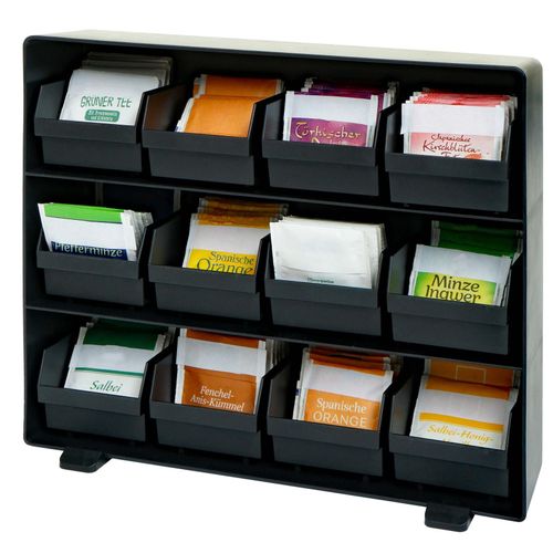 4057651849966 - Teebeutelhalter MCW-M10 Teebox Aufbewahrungsbox Teeaufbewahrung 12 herausnehmbare Fächer 30x33x8cm schwarz 4057651849966 - Teebeutelhalter MCW-M10 Teebox Aufbewahrungsbox Teeaufbewahrung 12 herausnehmbare Fächer 30x33x8cm schwarz