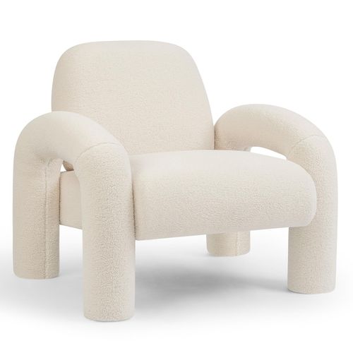 4260595755976 - Makika Loungesessel Einzelsofa Lia aus Bouclé in Weiß 4260595755976 - Makika Loungesessel Einzelsofa Lia aus Bouclé in Weiß