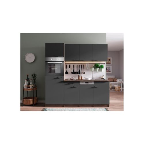 4260458241455 - RESPEKTA Küchenzeile York aus der Serie Oliver mit E-Geräten Breite 205 cm grau 4260458241455 - RESPEKTA Küchenzeile York aus der Serie Oliver mit E-Geräten Breite 205 cm grau