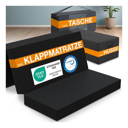 4260641680245 - Bestschlaf schwarz Klappmatratze inkl Husse & Transporttasche Spar-Set 4260641680245 - Bestschlaf schwarz Klappmatratze inkl Husse & Transporttasche Spar-Set