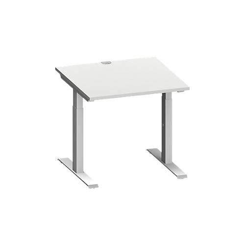 4250510938614 - Genius Schreibtisch MODENA FLEX Quadrat T-Fuß Rechteckrohr B 800 x T 800 x H 650-850 mm lichtgrau weißalu