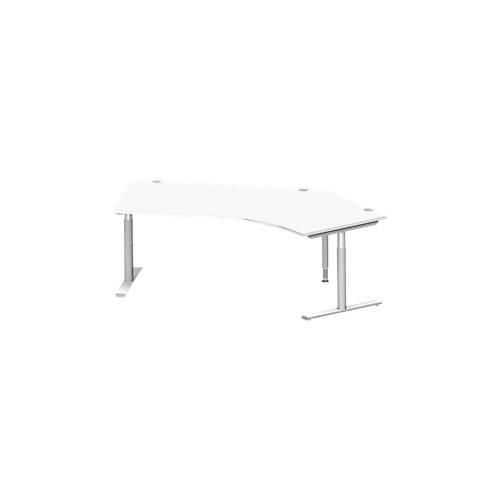 4250510881521 - Genius Winkelschreibtisch MODENA FLEX 135° T-Fuß-Rundrohr B 2165 mm Ansatz rechts weiß weißalu