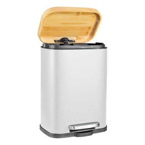 4260752310390 - 5L Kosmetikeimer Bambus Deckel Bad Treteimer mit Absenkautomatik Mülleimer