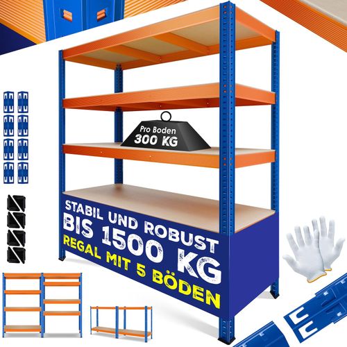 4255598350570 - MASKO® Schwerlastregal Lagerregal Kellerregal 160x160x40cm verstellbare Ablagen MDF-Platten Regal aus Metall Steckregal Werkstattregal Stahlgestell Garage Werkbank 4255598350570 - MASKO® Schwerlastregal Lagerregal Kellerregal 160x160x40cm verstellbare Ablagen MDF-Platten Regal aus Metall Steckregal Werkstattregal Stahlgestell Garage Werkbank