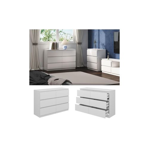 4066731351084 - Kommode Calisto Weiß 120 x 785 cm mit 6 Schubfächer Sideboard Schrank 4066731351084 - Kommode Calisto Weiß 120 x 785 cm mit 6 Schubfächer Sideboard Schrank