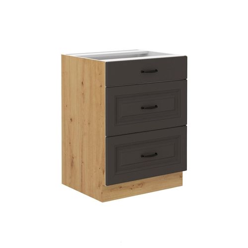 4262354970576 - Küchen Preisbombe - Küchen Unterschrank 60 cm Stilo Grau + Eiche Artisan Vollauszug Soft-Close Küche 4262354970576 - Küchen Preisbombe - Küchen Unterschrank 60 cm Stilo Grau + Eiche Artisan Vollauszug Soft-Close Küche