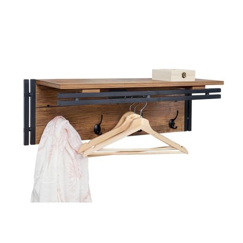 4057651247229 - Wandgarderobe MCW-A27 Garderobe Regal 4 Haken 24x75x24cm 3D-Struktur ~ Wildeiche-Optik 4057651247229 - Wandgarderobe MCW-A27 Garderobe Regal 4 Haken 24x75x24cm 3D-Struktur ~ Wildeiche-Optik