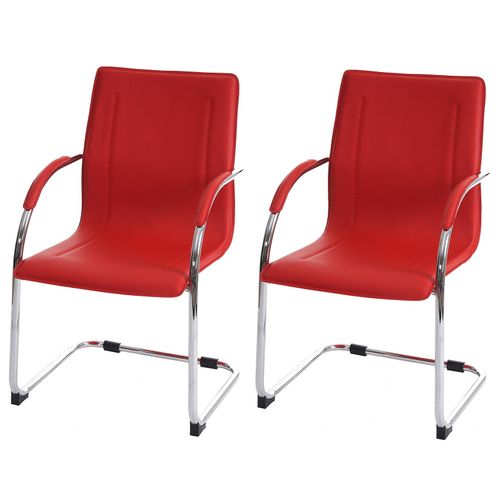4057651093949 - 2er-Set Konferenzstuhl Perm Besucherstuhl Freischwinger ~ rot
