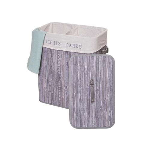4057651384115 - Wäschekorb MCW-C21 Laundry Wäschebox Wäschesammler Wäschebehälter Bambus 2 Fächer 63x55x34cm 100l ~ grau-blau 4057651384115 - Wäschekorb MCW-C21 Laundry Wäschebox Wäschesammler Wäschebehälter Bambus 2 Fächer 63x55x34cm 100l ~ grau-blau
