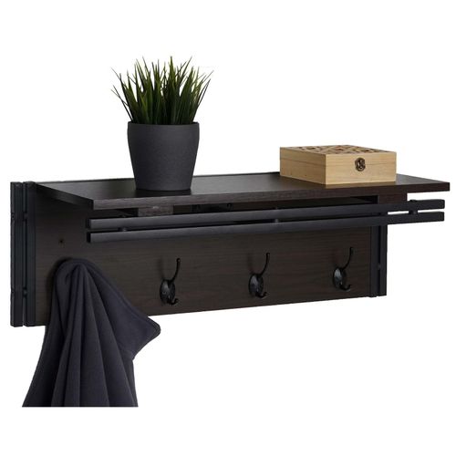 4057651385006 - Wandgarderobe MCW-A27 Garderobe Regal 4 Haken 24x75x24cm 3D-Struktur ~ dunkelbraun 4057651385006 - Wandgarderobe MCW-A27 Garderobe Regal 4 Haken 24x75x24cm 3D-Struktur ~ dunkelbraun