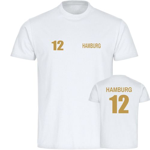 4068859508104 - multifanshop Herren T-Shirt - Hamburg - Trikot Nummer 12 gold - Druck gold metallic - Männer 4068859508104 - multifanshop Herren T-Shirt - Hamburg - Trikot Nummer 12 gold - Druck gold metallic - Männer