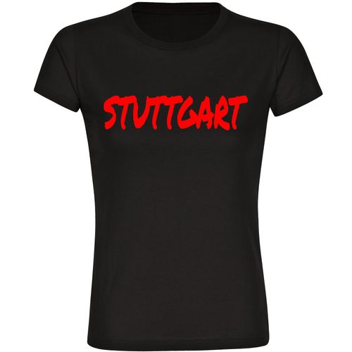 4068859512262 - multifanshop Damen T-Shirt - Stuttgart - Textmarker - Druck rot - Frauen